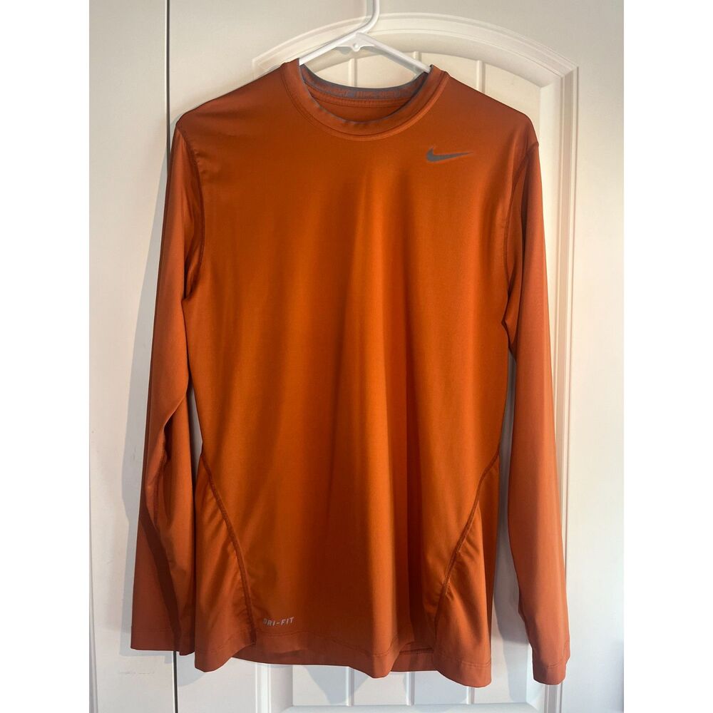 Nike Pro Combat Dri-Fit Compression Long Sleeve Shirt Men's Medium Orange